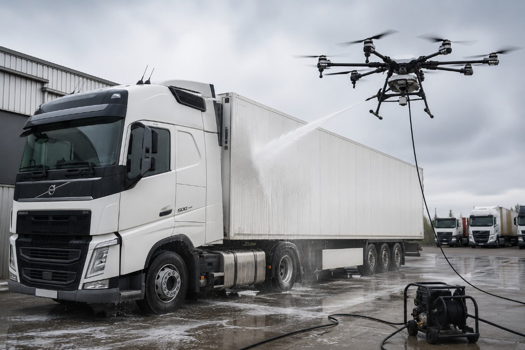 Nettoyage poids lourds par drone