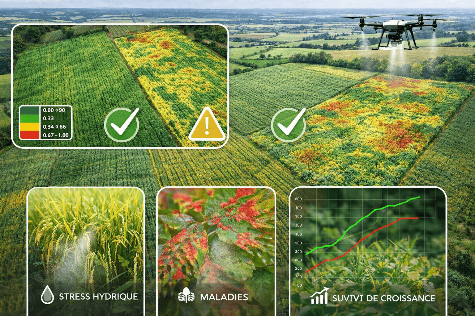 Comparaison de parcelles agricoles par drone : analyse NDVI, cartographie et diagnostic agronomique