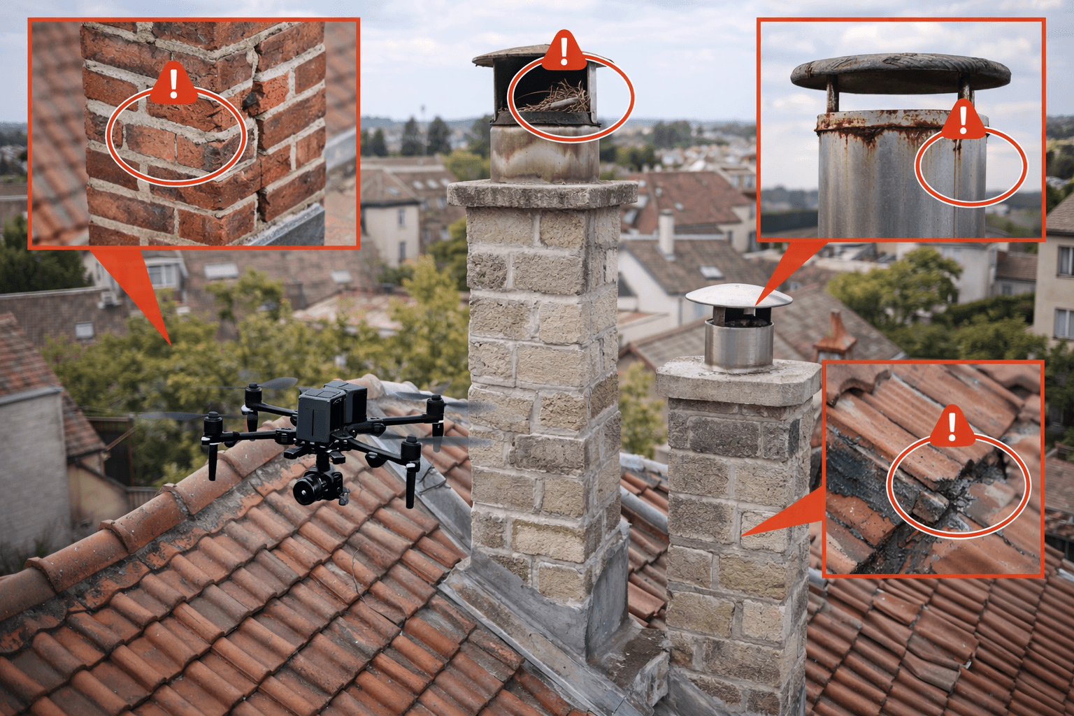 Inspection de conduits de fumée par drone (cheminées, évacuation, sécurité)