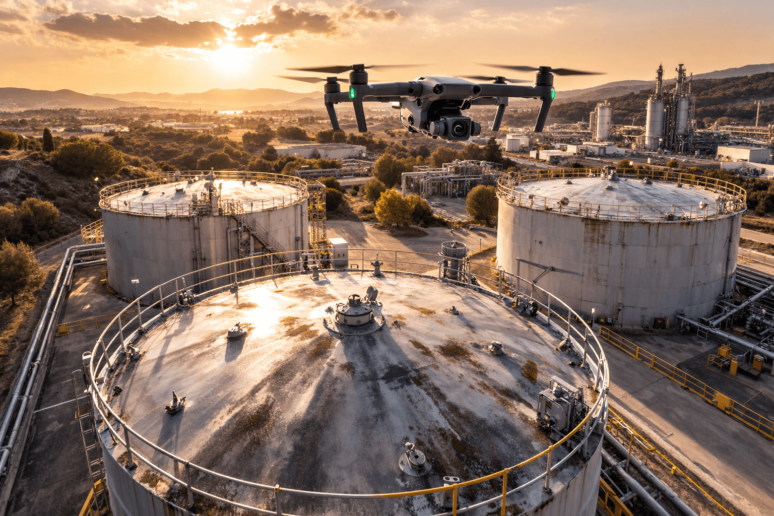 Inspection de réservoirs industriels par drone (corrosion, structure, sécurité)