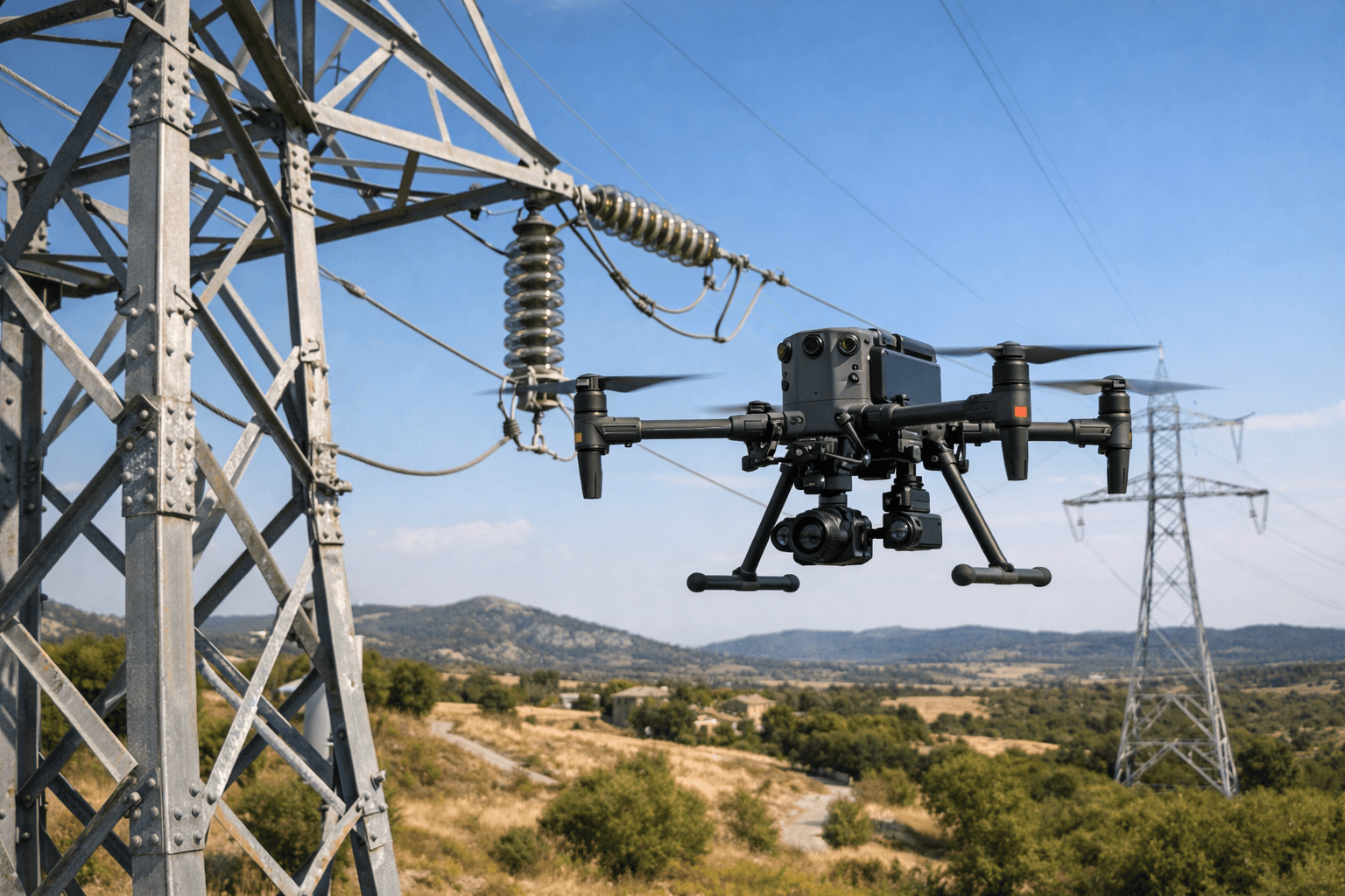 Inspection des lignes haute tension et pylônes électriques par drone
