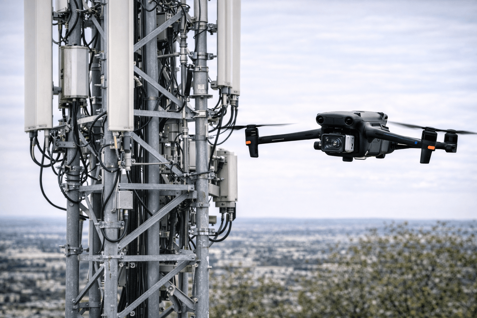 Inspection de pylônes télécom par drone (antennes relais, structure et maintenance)