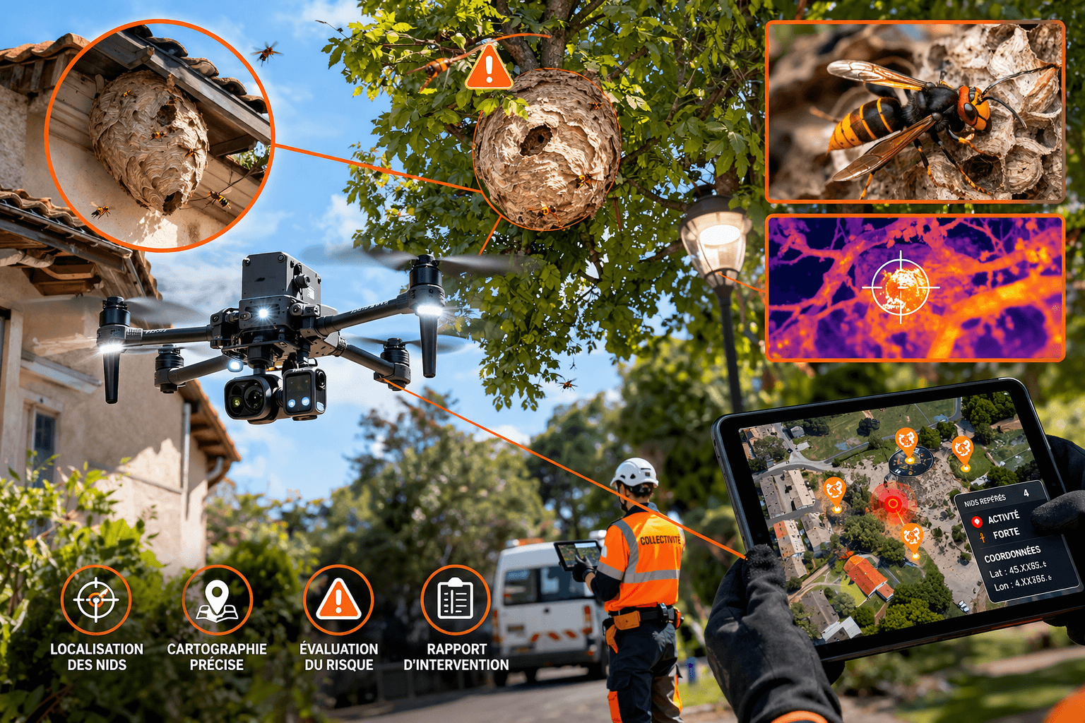 Frelons par drone