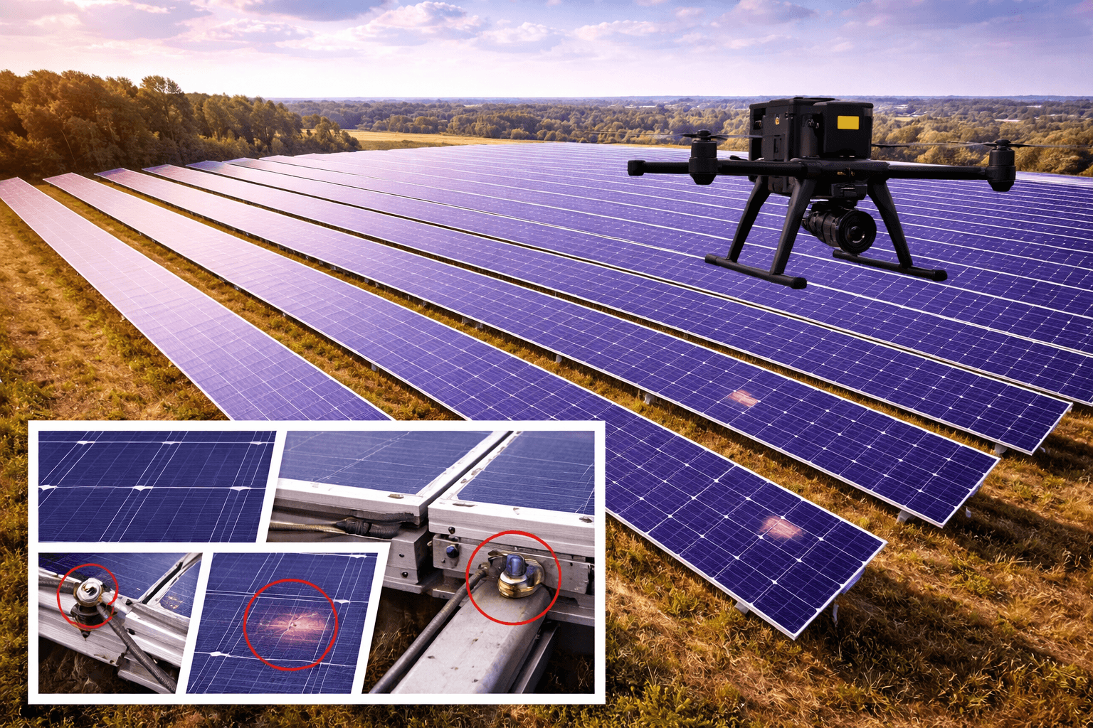 Inspection de défauts de centrales solaires photovoltaïques par drone (thermographie infrarouge)