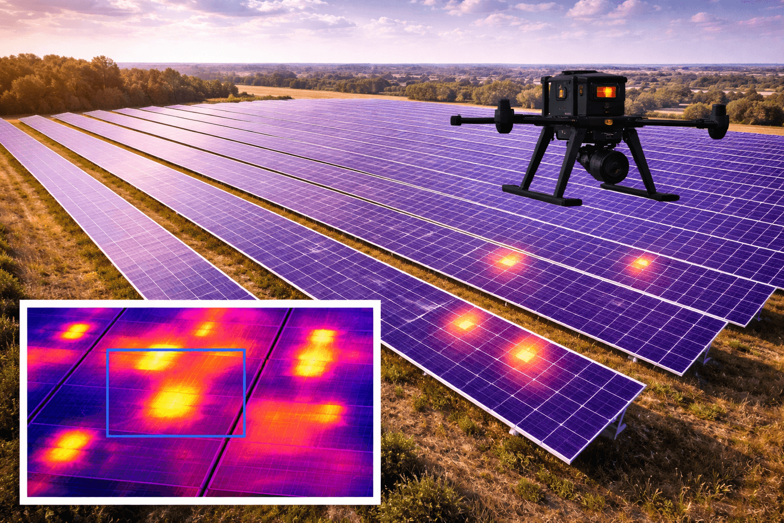Inspection de centrales solaires par drone