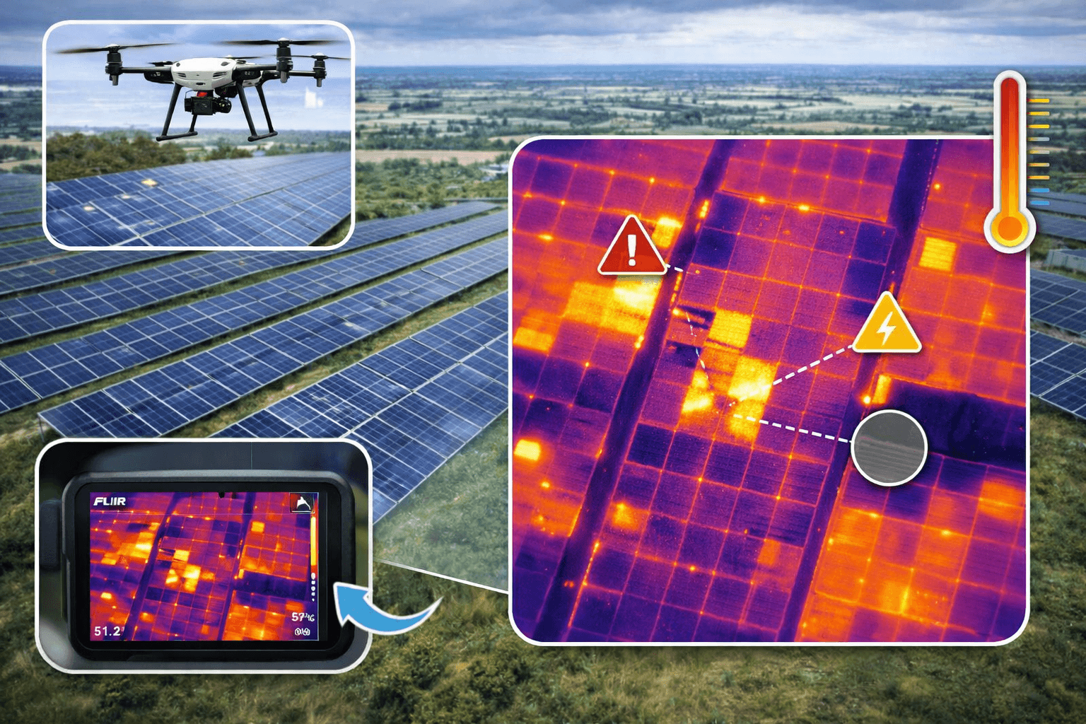 Diagnostic rendement solaire par drone : thermographie photovoltaïque et détection des pertes de production