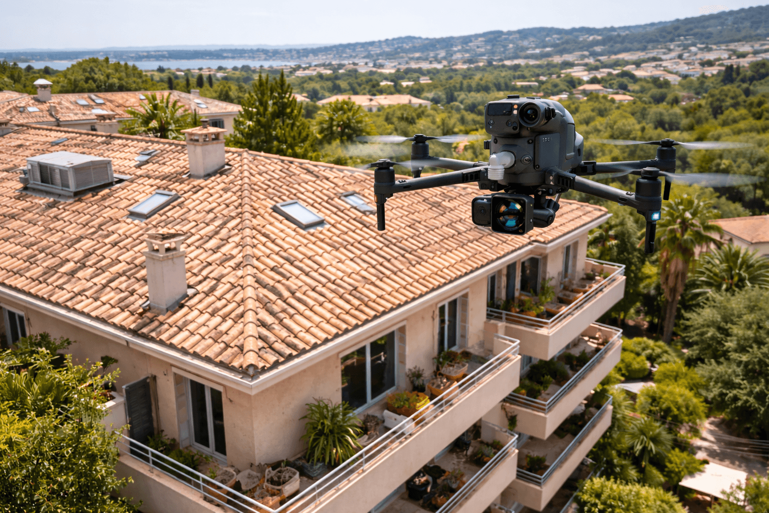 Inspection de la structure de toiture d'immeuble par drone