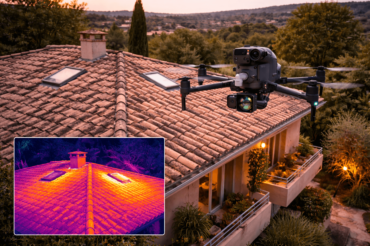 Analyse thermique de toiture de maison par drone